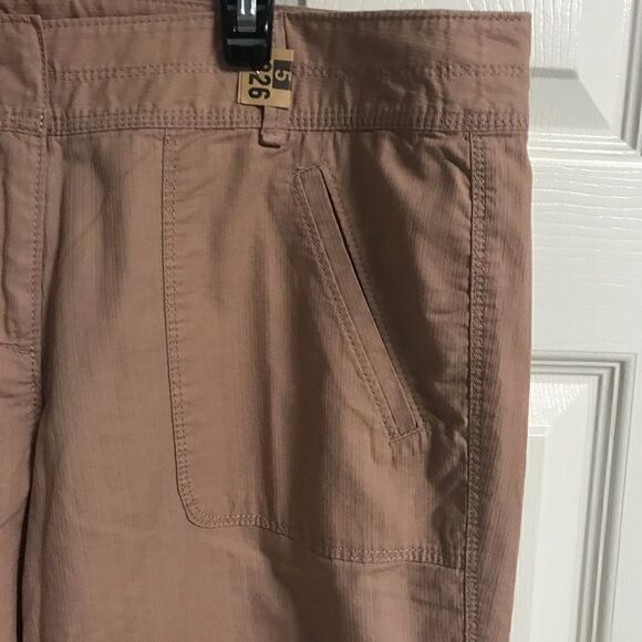 Ann Taylor Loft sz 4 khaki cotton capri tie bottom - Picture 3 of 5